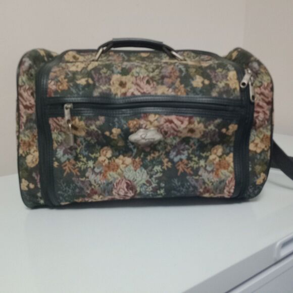 Vintage Skyway Floral Tapestry Duffel Weekender Cottoncore Travel Tote Gym Bag - Picture 1 of 11